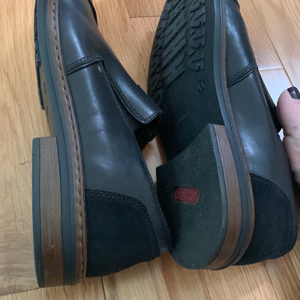 Rieker Mens Black Leather Shoes size 44 US Size 11 Like New Condition Sl… - Picture 13 of 16